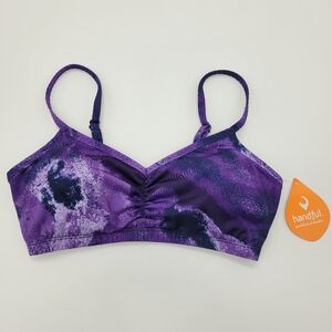 Handful Sports Bra Mystic Moon Purple Adjustable Straps Removable Pads Sz XS NEW
